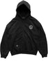 Mockup vom "Harmony" Zip Hoodie in schwarz, Ansicht von vorne.
